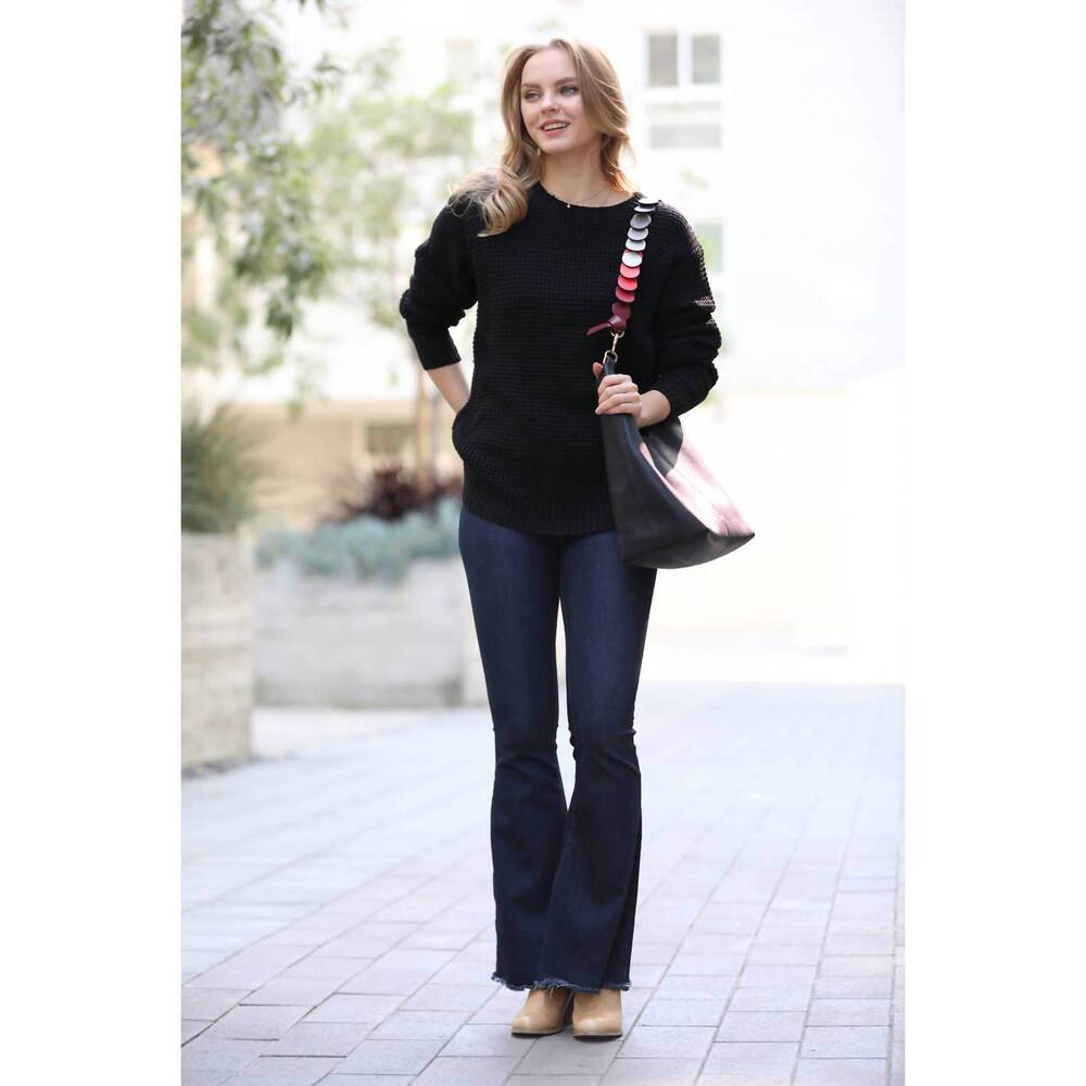 NEW 42POPS basic waffle sweater in black